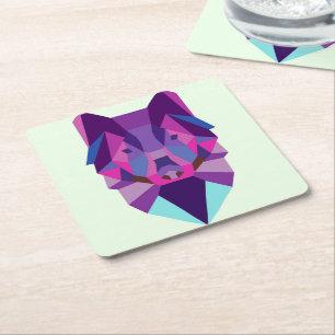 Wolf Square Paper Coaster