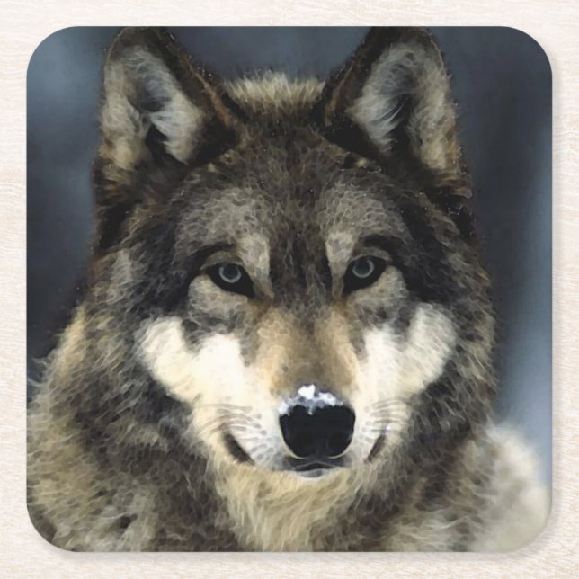 Wolf Square Paper Coaster (Front)