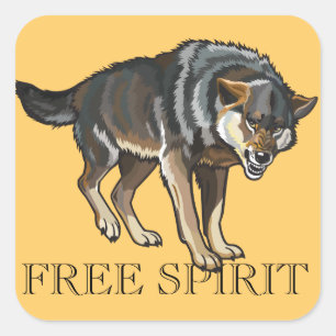 wolf square sticker