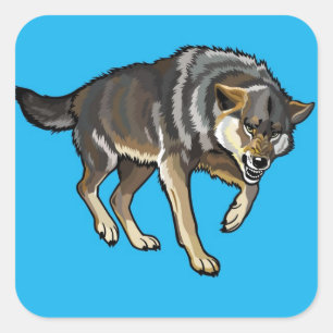 wolf square sticker