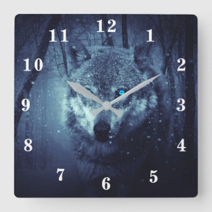 Wolf Square Wall Clock