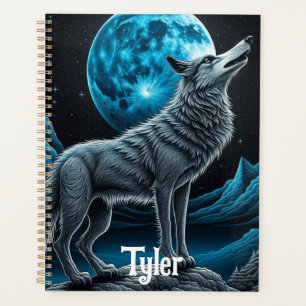 Wolf Standing in Front of the Full Moon   AI art Planner