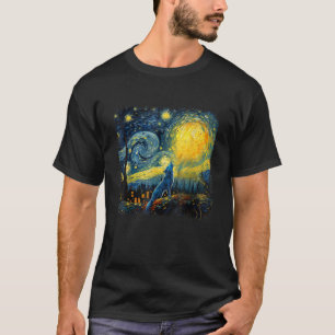 Wolf Star Gazer Artistic Van Gogh Style Starry Nig T-Shirt