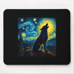 Wolf Starry Night Howling Moon Funny For Men Women Mouse Pad