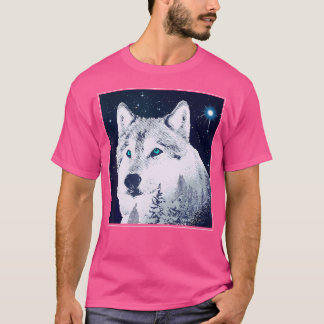 Wolf Starry Sky Stars Eyes Nature Polar Star Natur T-Shirt