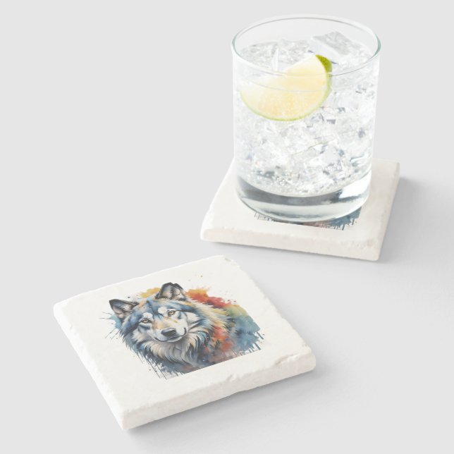 Wolf stone cup holder coaster (Side)