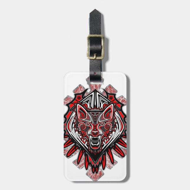 Wolf Tattoo Style Haida Art Luggage Tag (Front Vertical)