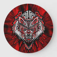Wolf Tattoo Style Haida Art Wall Clock