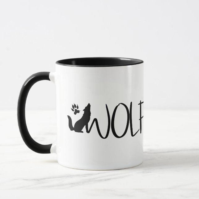 Wolf Text Graphic Logo  Mug (Left)