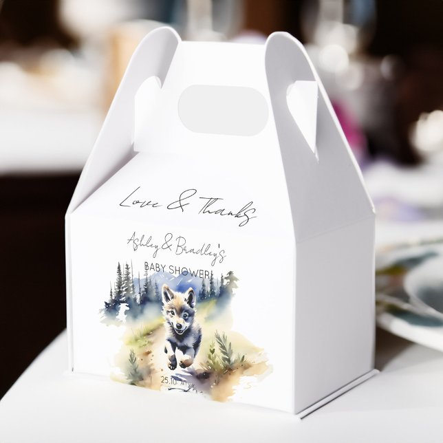 Wolf themed adventure awaits baby shower favour box (Wolf themed baby shower favor gift box adventure awaits national parks baby shower favor box)
