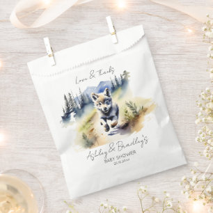 Wolf themed adventure awaits baby shower tableware favour bag