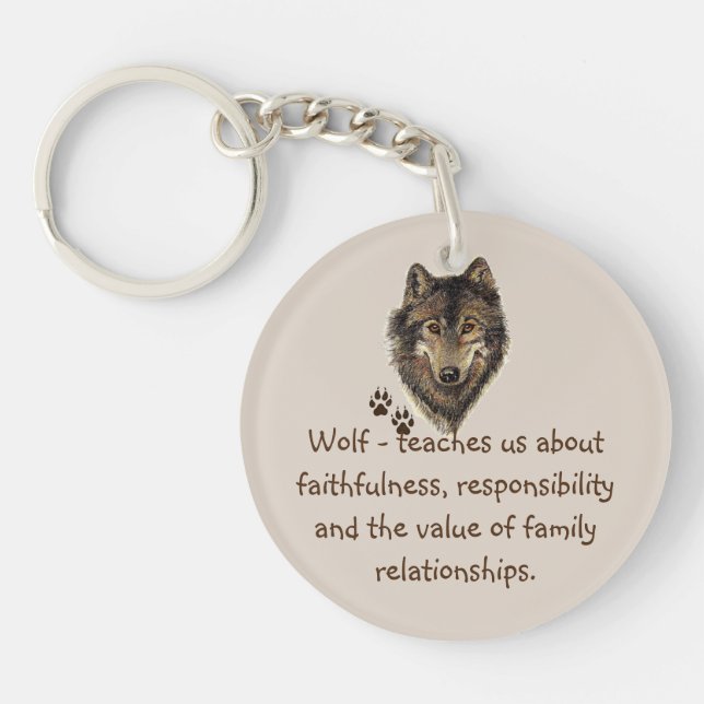 Wolf Totem, Animal Spirit Guide Inspirational, Key Ring (Front)