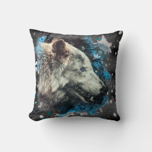 *~*  Wolf Totem Blue Abstract Polyester Boho Cushion