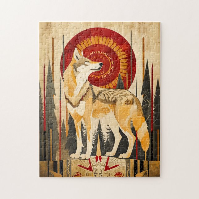 Wolf Totem – Guardian in Deco Style Jigsaw Puzzle (Vertical)