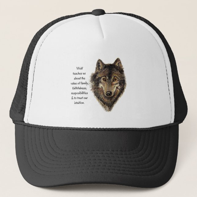 Wolf totem Inspirational Spirit Guide Animal for W Trucker Hat (Front)