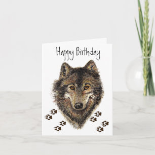 Wolf Tracks Animal Birthday Card