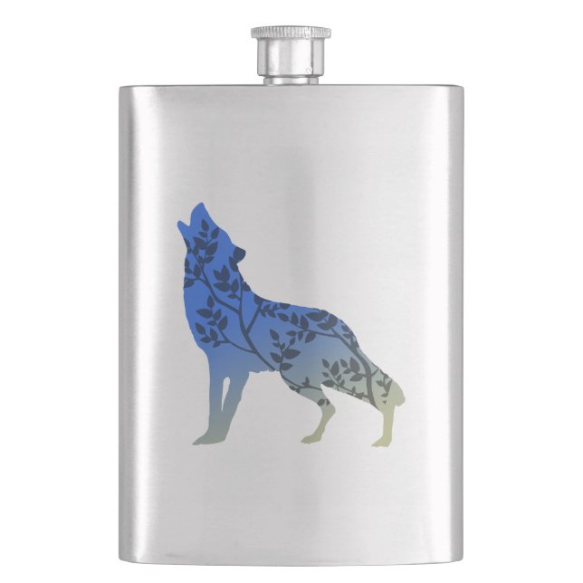Wolf Tree Hip Flask (Front)