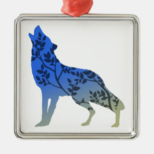 Wolf Tree Metal Ornament