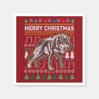 Wolf Ugly Christmas Sweater Wildlife Series Napkin