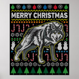 Wolf Ugly Christmas Sweater Wildlife Series Poster