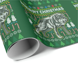 Wolf Ugly Christmas Sweater Wildlife Series Wrapping Paper