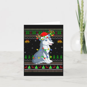 Wolf Ugly Christmas Sweaters Holiday Santa Cute Xm Card