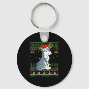 Wolf Ugly Christmas Sweaters Holiday Santa Cute Xm Key Ring