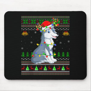 Wolf Ugly Christmas Sweaters Holiday Santa Cute Xm Mouse Pad