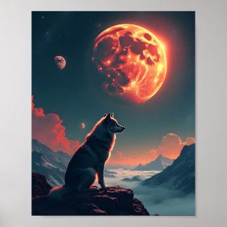 Wolf Under Blood Moon Poster