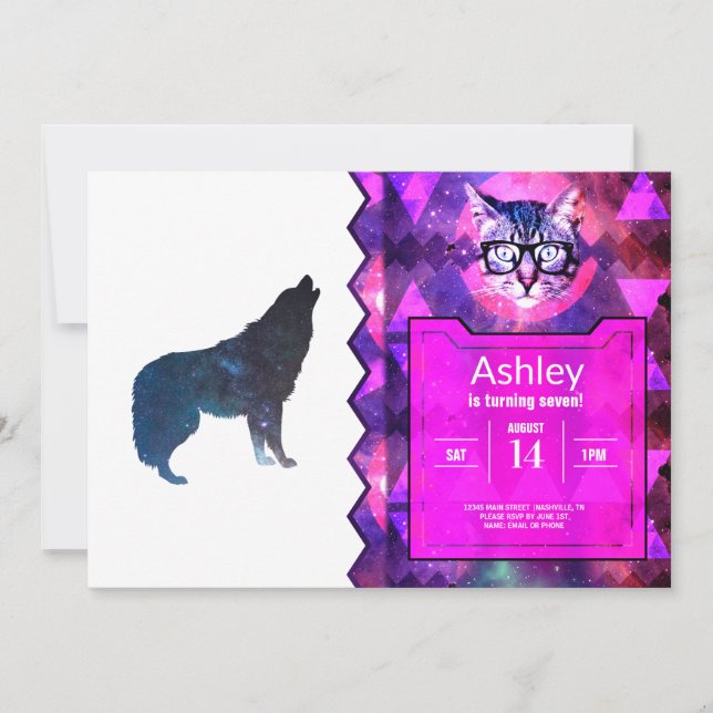Wolf universe silhouette - Choose background colou Invitation (Front)