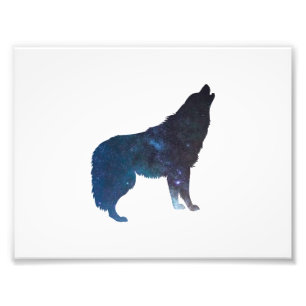 Wolf universe silhouette - Choose background colou Photo Print
