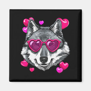 Wolf Valentines Shirt Wolf Heart Animal Face Wolf Magnet