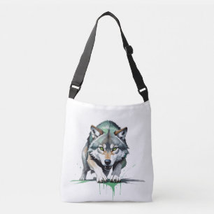Wolf Vector Graphic Art Portrait Animal Spirit  Crossbody Bag