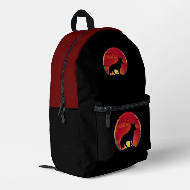 Wolf  Vintage Sunset T-Shirt Printed Backpack (Back Corner Left)