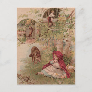 Wolf Walking Towards Red Riding Hood Postcard