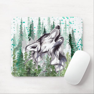 Wolf Watercolor Colourful Wolf Mouse Pad