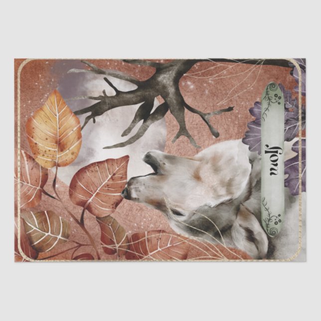 Wolf Watercolor Fall Mysterious Autumn Oracle Tissue Paper (Front)