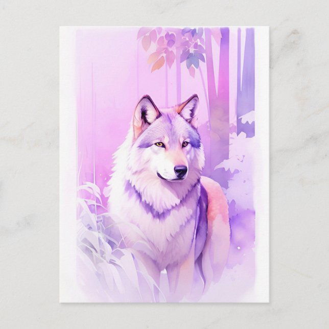 Wolf Watercolor Portrait 2 Postcard (Front)