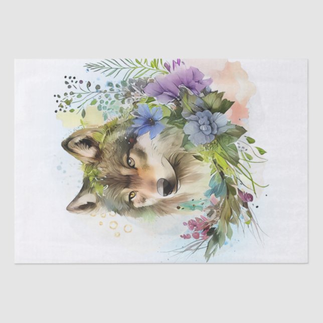 Wolf Watercolor Tissue Paper (Front)