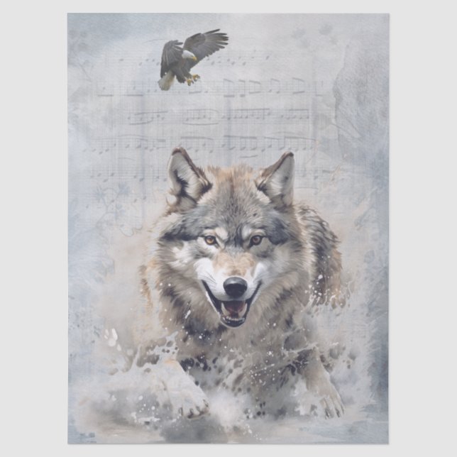Wolf Watercolor Tissue Paper (Front)