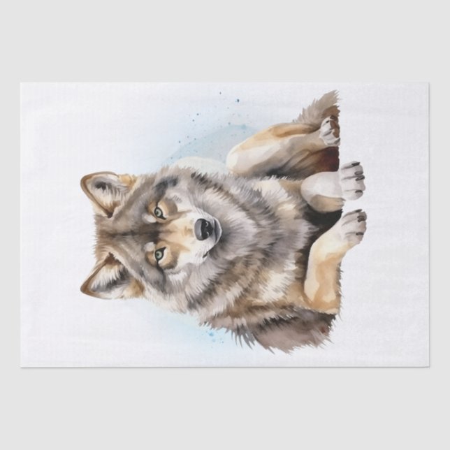 Wolf Watercolor Tissue Paper (Front)