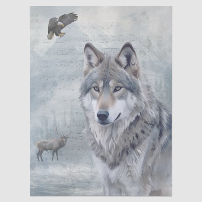Wolf Watercolor Tissue Paper (Front)
