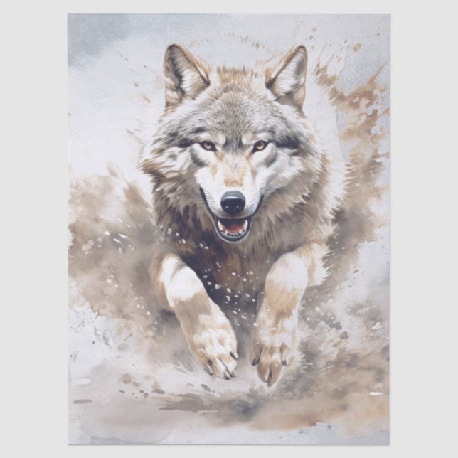 Wolf Watercolor Tissue Paper (Front)