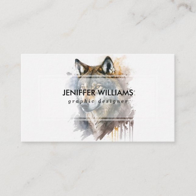 Wolf Watercolour Painting                          Business Card (Front)