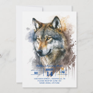 Wolf Watercolour Painting         Invitation