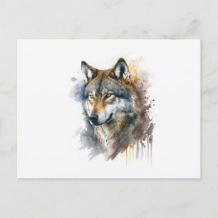 Wolf Watercolour Painting         Postcard