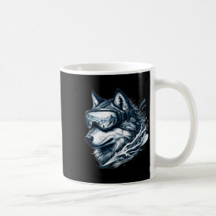 Wolf wearing ski snowboard goggles wolf skiing coffee mug