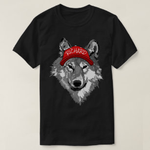 Wolf White&Black Red Baseball Cap Name Team T-Shir T-Shirt