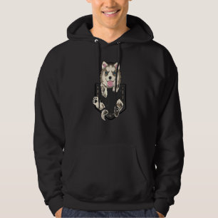 Wolf White Pup In Pocket For Girls Women Men Kids Hoodie
