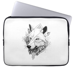 Wolf Wild Animal Nature Illustration Art Tattoo Laptop Sleeve